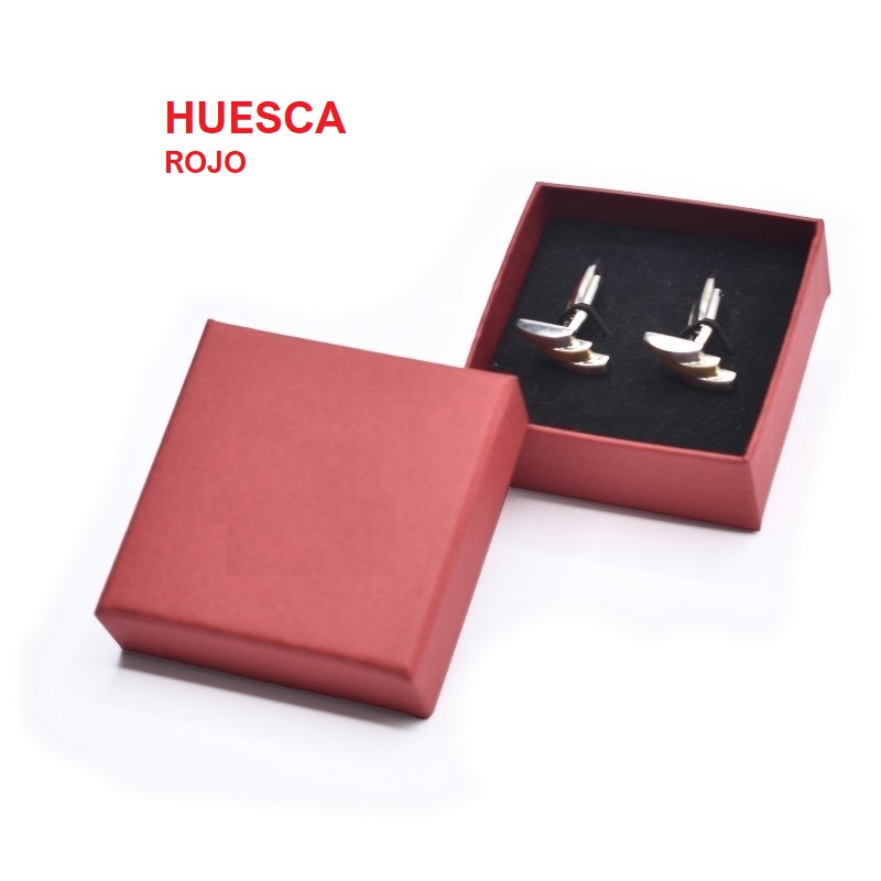 Red HUESCA box, cufflinks 65x65x29 mm.